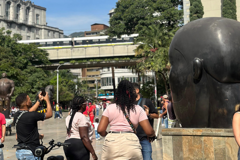 Medellin Botero Square and Downtown with local coffee in E-Bike City Tour