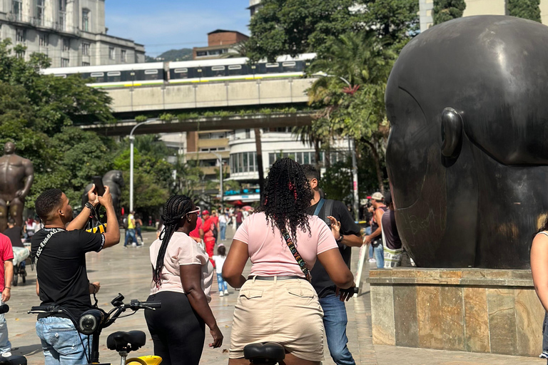 Medellin Botero Square and Downtown with local coffee in E-Bike City Tour