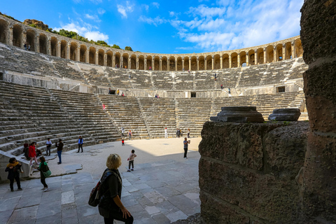 Antalya: Perge Aspendos Side Guided Tour with Waterfall Group Guided Tour without Entrance Tickets