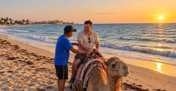 Sousse: Camel Ride Sunrise Beach Tour with Pickup