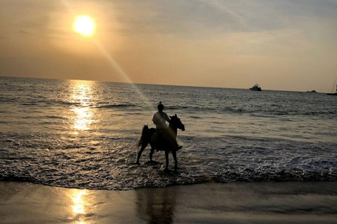 Excursion à cheval sur la plage du coucher du soleil de Phuket