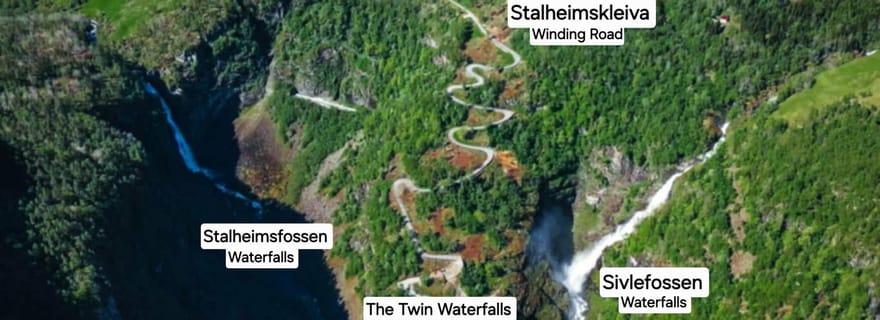 Flåm : cascades de Tvinde, randonnée à Stalheimskleiva et Gudvangen