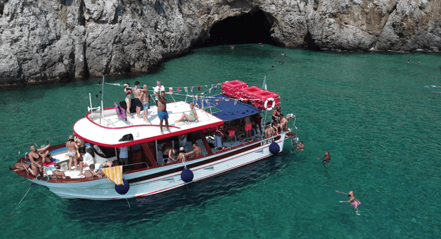 Visit Sperlonga Boat Cruise at Blu Grotto with snorkeling in Scauri