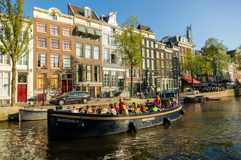 Amsterdam: Rejs łodzią z przewodnikiem i opcją nieograniczonych napojówBilet rodzinny