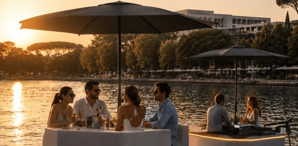 Mittagessen, Aperitif und romantisches Abendessen in einem privaten Elektroboot Mittagessen, ...
