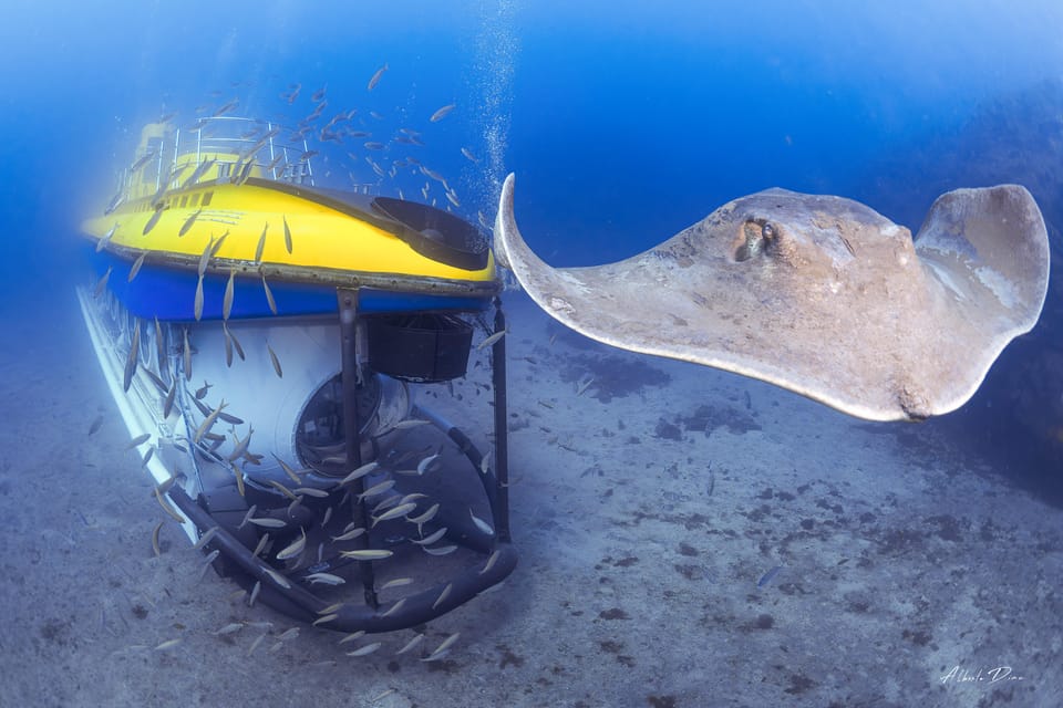 A tourist submarine at the pier in southern Tenerife