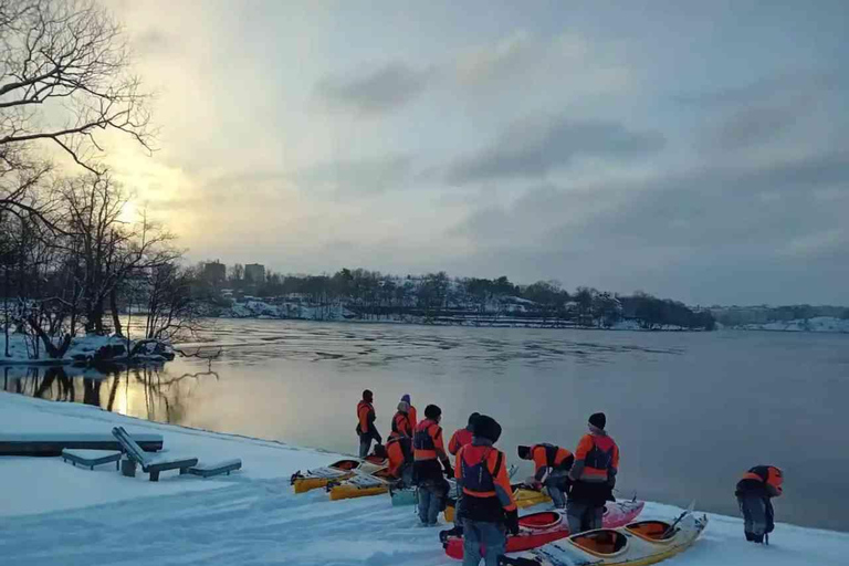 Stoccolma: Tour invernale in kayak con sauna opzionaleStoccolma: Tour guidato invernale in kayak