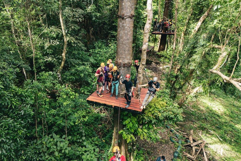 Khao Lak : excursion combinée « Éléphants éthiques et tyrolienne »