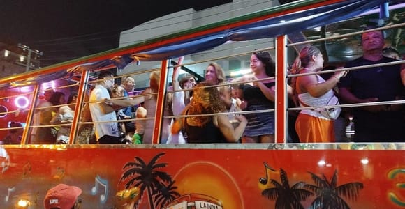 Cartagena: Party on a typical bus crossing the city