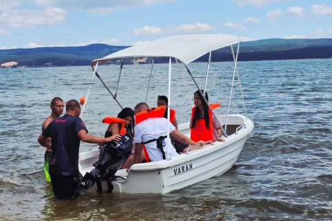 Sofia: Motorboat Ride with Beach Break and Sun Loungers