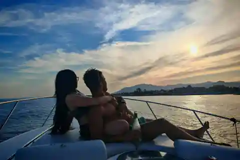 Marbella: Sunset on a Shared Yacht with Cava and Strawberries