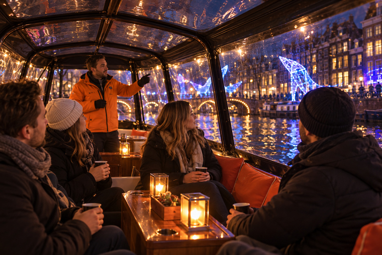 Amsterdam: German-Language Amsterdam Light Festival Cruise Amsterdam Light Festival German Canal Cruise NO DRINKS