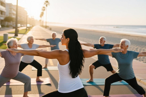 Grande Canarie : cours de yoga pour seniors au bord de l'océanGrande Canarie : cours de yoga senior en bord de mer