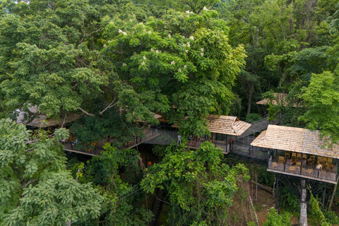 Kuang Si vattenfall, Tree Top Cafe, ziplining och lunch