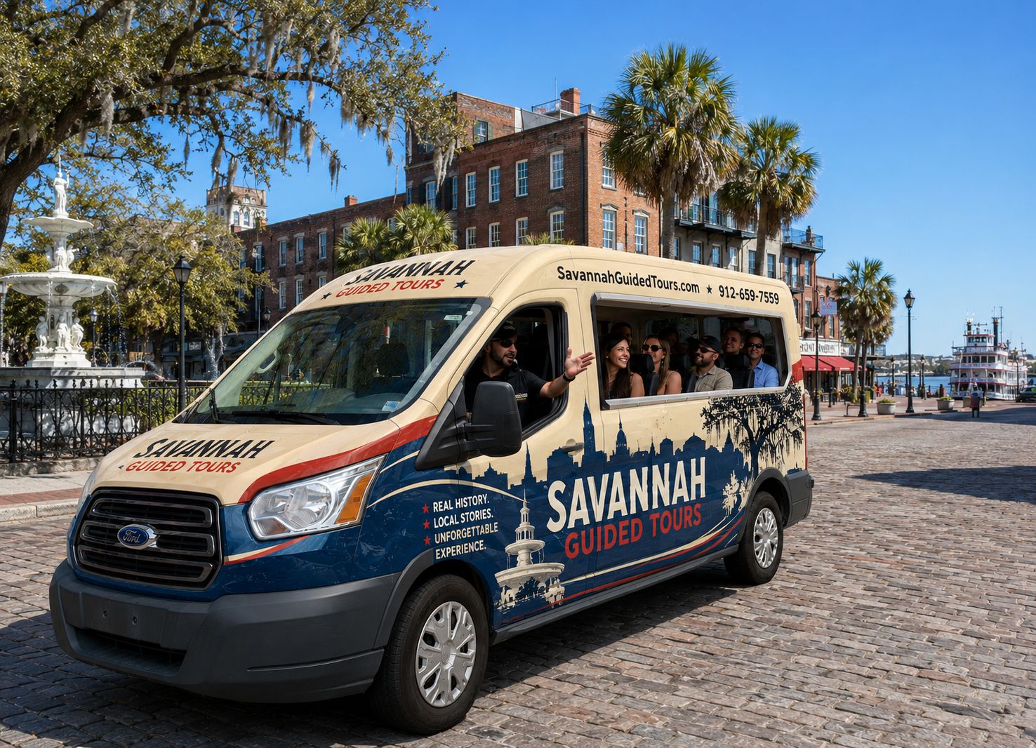 Geführte Tour durch Savannah im offenen Cruiser – kostenlose Parkplätze