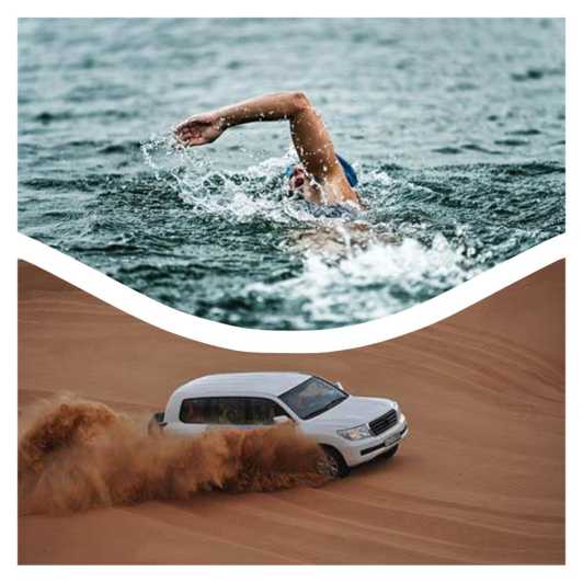 Doha: safari nel deserto con sandboarding, giro in cammello e nuoto