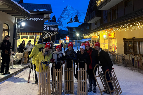 Interlaken: Sunset Sledding Adventure & Swiss Cheese Fondue Interlaken: Sunset Sledding & Fondue Dinner in Mürren