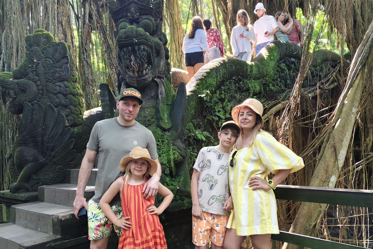 乌布猴林、梯田、秋千、寺庙和瀑布乌布猴林、水稻梯田、秋千、寺庙和瀑布