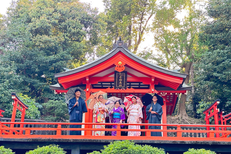 Tóquio: Vestir um quimono, caminhar e fotografarTóquio: Vestir Kimono, Caminhar e Sessão de Fotografia