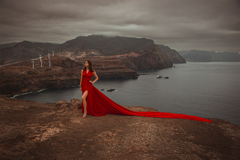 Red Flying Dress Fotoshooting &amp; Drohnenvideo in Madeira