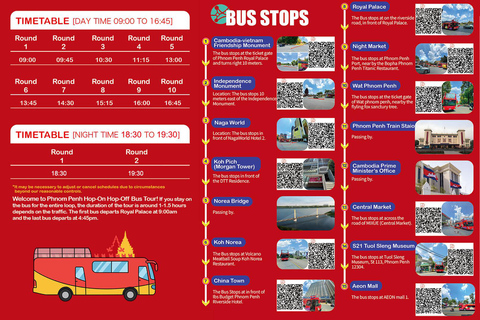 Phnom Penh: Hop-On Hop-Off Bus Ticket and Mekong Cruise Phnom Penh: Hop-On Hop-Off Bus Free Cruise Ticket-2 Day Pass