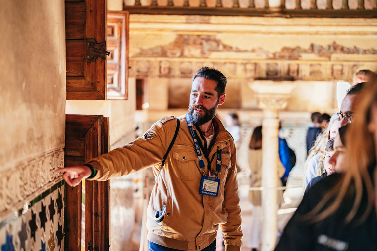 Granada: Tour guidato dell&#039;Alhambra con i palazzi e i giardini nazaríTour privato last minute in francese