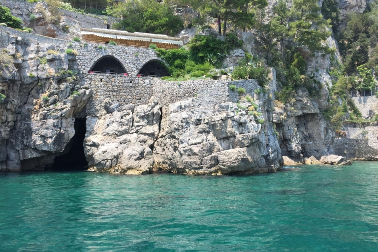 From Praiano: Amalfi Coast Guided Private Cruise with Drinks 33-38 Feet Speedboat