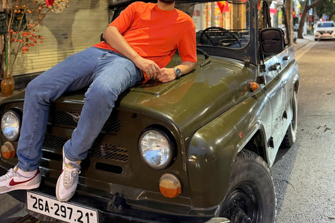Hanoi City Tour by Vintage Jeep: Train Street & Hidden Gems Hanoi Small Group Jeep tour. Max 6-7 people/group.