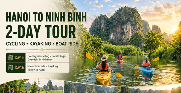 Hanoi: 2-Day Ninh Binh With Cycling, Kayaking, Boat Ride