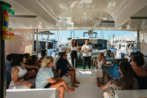 Santorin : Croisière en catamaran avec repas et boissonsCroisière matinale premium avec BBQ et boissons