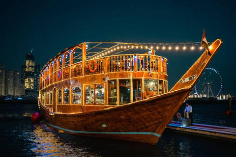 Dubai New Year's Cruise Burj Khalifa Fireworks & Dinner Upper deck with open air