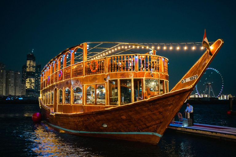 Dubai New Year's Cruise Burj Khalifa Fireworks & Dinner Upper deck with open air