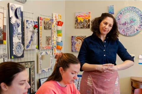 Create a mosaic in a Boston artist's studio