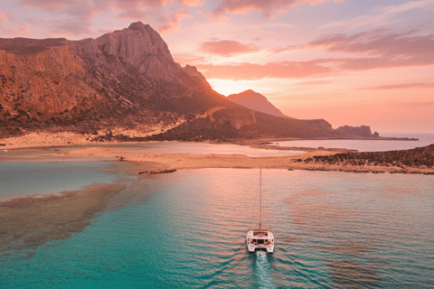 Kissamos: Balos Lagoon Sunset Cruise with Swimming & Snacks Shared Sunset Cruise with Hotel Pickup and Drop-off