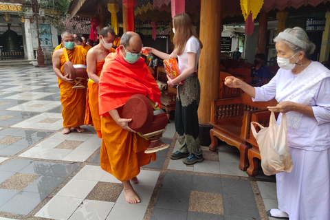 Nascer do sol espiritual: Wat Pha lat , esmolas, meditação e cânticos