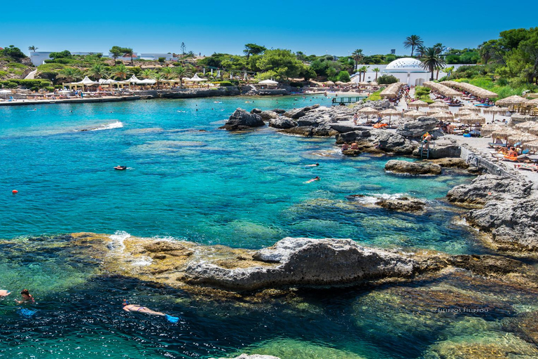 Båtutflykt till Anthony Quinn&#039;s Bay (mat och dryck ingår)Biljetter till segelbåt + Transfer Kiotari, Gennadi, Fanes