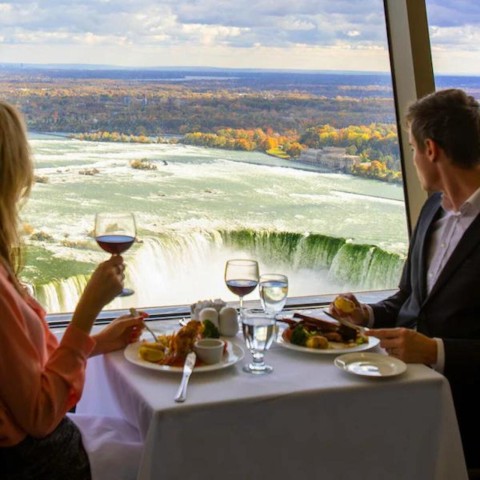 Visit Niagara Falls Evening Lights Tour with Skylon Tower Dinner in Niagara Falls, Ontario, Canada