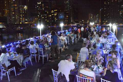 Cena en el Mejor Crucero en Dhow por la Marina de Dubai y Espectáculo TanuraDubai: Crucero en Dhow Marina Cena Multi Cusine y Espectáculo Tanura