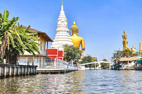 3 heures de visite privée du marché flottant de Bangkok en bateau plat