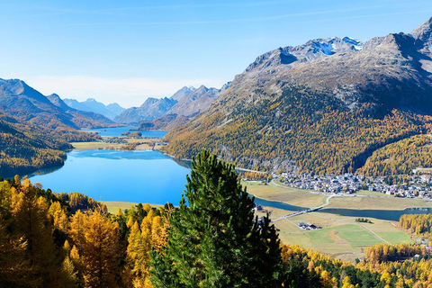 Depuis Milan : Excursion d'une journée à St Moritz et dans les Alpes avec le train rouge de la Bernina