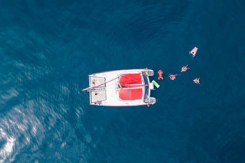 Barcelona: Catamaran cruise overdag of bij zonsondergang met drankjeZonsondergang: boottocht op een catamaran met een kleine groep