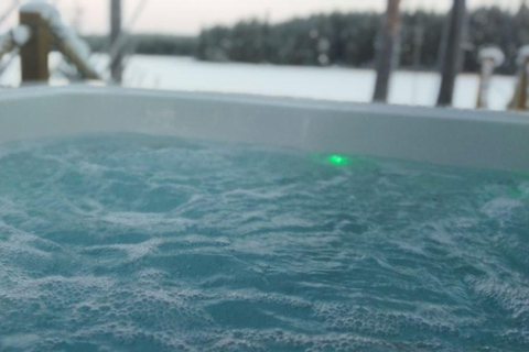 Sauna traditionnel finlandais en bois et piscine chaude