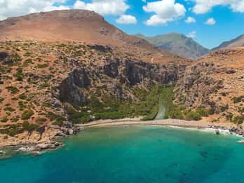 Rethymno Bali/Panormo:Preveli Palm Beach-Waterfall-Monastery