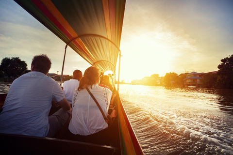 Barca al tramonto di Ayutthaya e templi UNESCO: Multilingue.Tour privato in francese