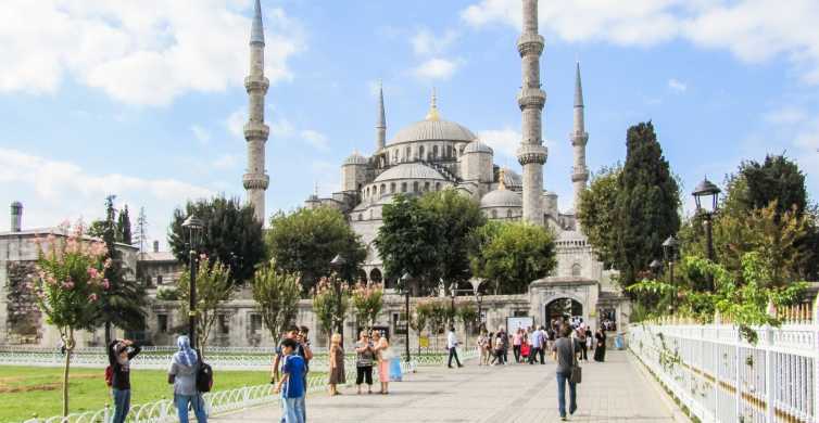 Premium Photo  View of the dome of the blue mosque istanbul turkey trees  lights