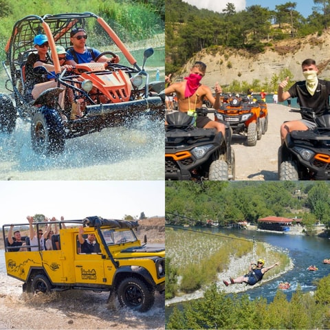 Side: Rafting with Lunch, Zipline, Quad, Buggy, Jeep Tour