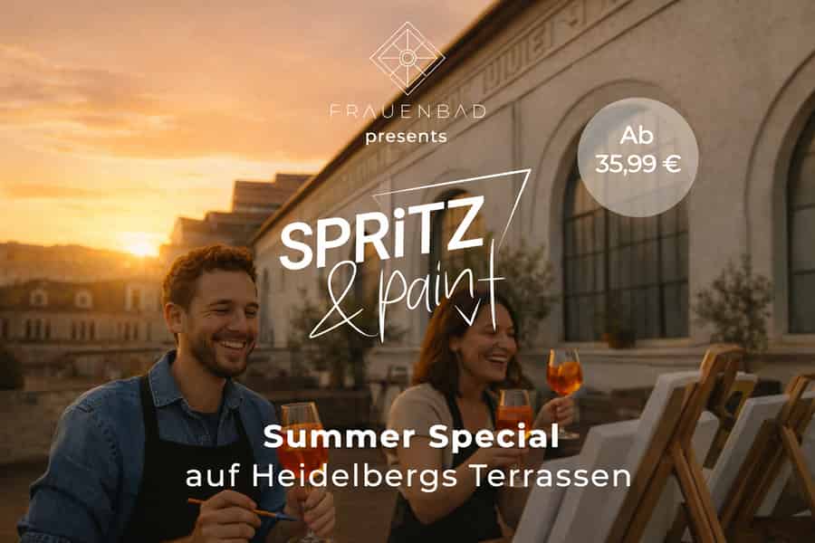 Frauenbad Heidelberg: Spritz & Paint Summer Special. Foto: GetYourGuide Frauenbad Heidelberg: Spritz & Paint Summer Special. Foto: GetYourGuide