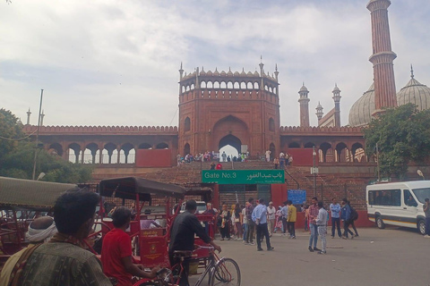 Vieja Delhi: Chandni Chowk, degustación de comida y paseo en Tuk TukCoche, guía turístico, entradas a monumentos, comida callejera y tuk tuk