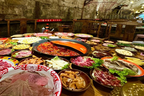 Chongqing: Underground Air-Raid Shelter Hot Pot Experience 4-6Person Hot Pot Set Meal