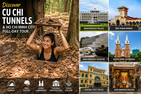 From HCMc : Cu Chi Tunnels, War History & City Highlights Group tour Cuchi + City 1 day